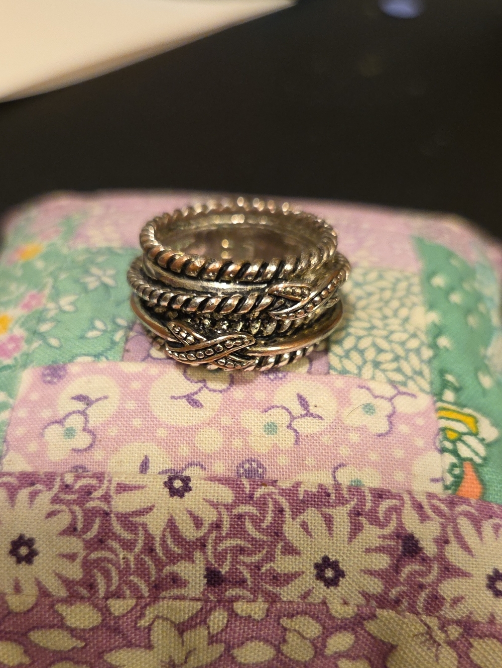 Premier Designs "Wrap It Up" Ring – Size 10 – Silver Tone Stacking Design